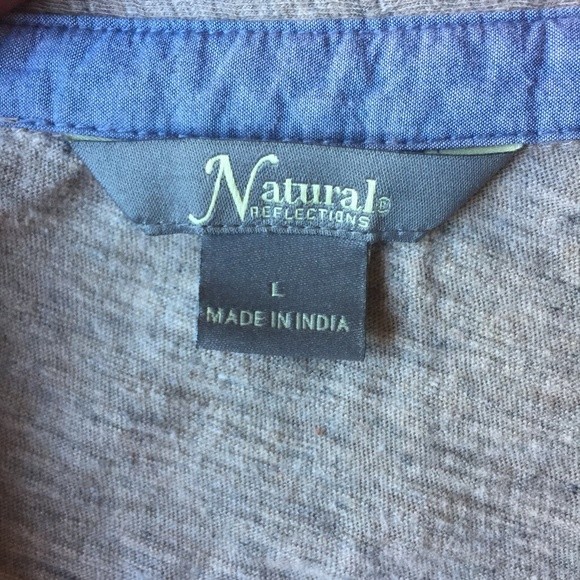 Natural Reflections Cotton Button Down Shirt L Ecru Tan Long Sleeve Outdoor - Picture 3 of 5